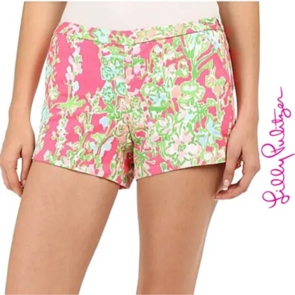New Lilly Pulitzer Womens Adie Shorts 10 Flamingo Pink Southern Charm Cotton